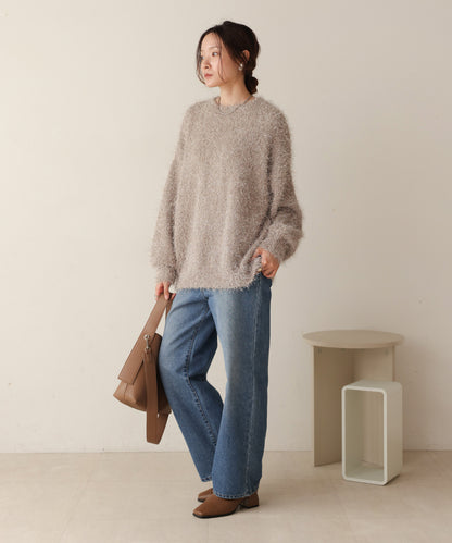 lame shaggy knit tops