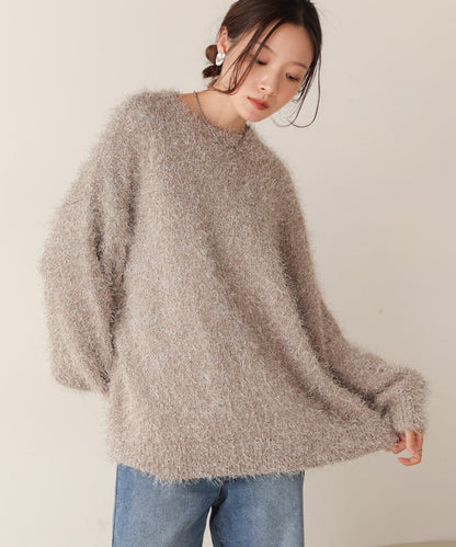 lame shaggy knit tops