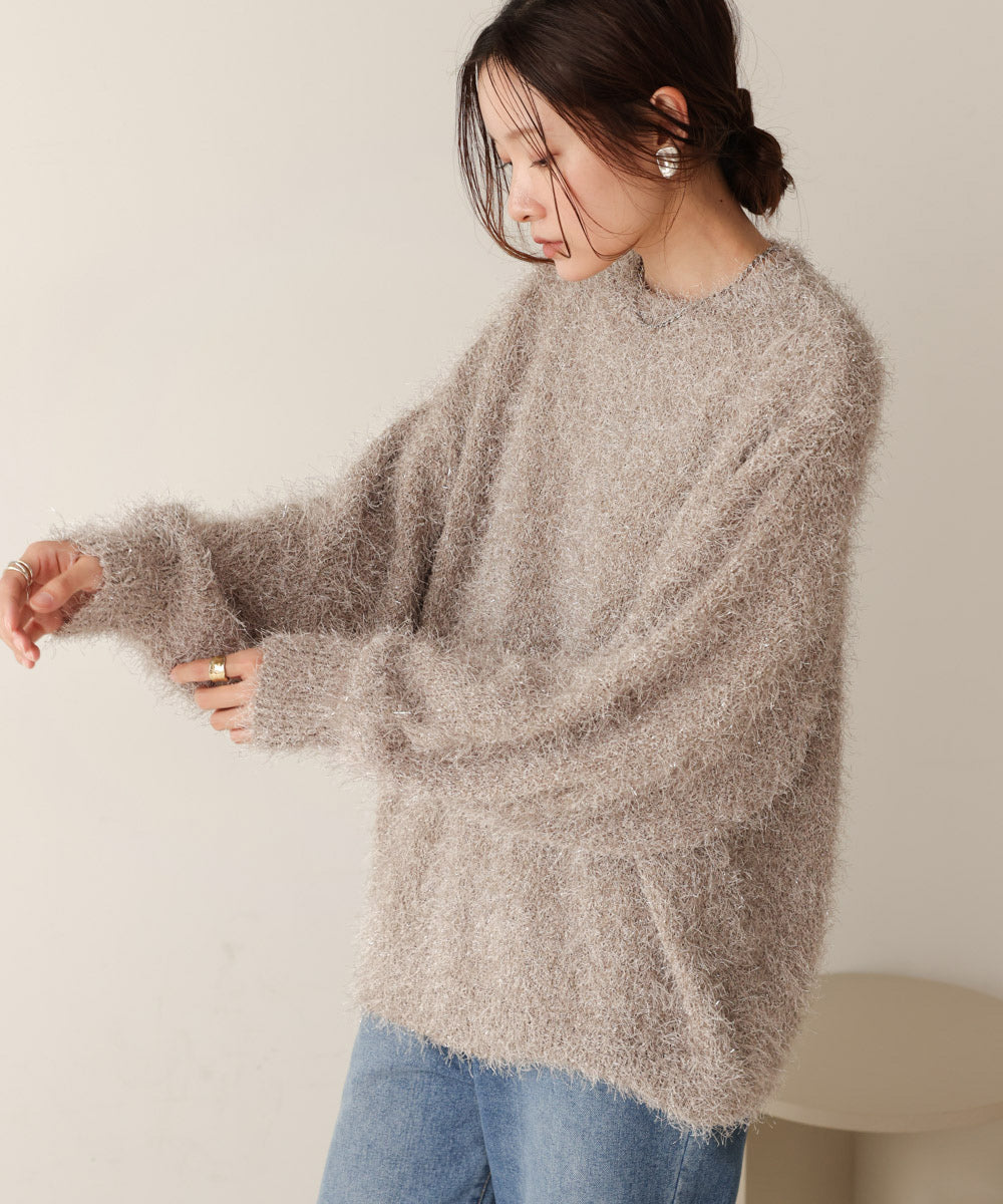 lame shaggy knit tops