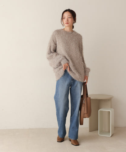 lame shaggy knit tops