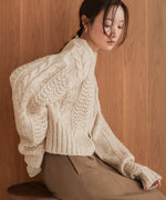 mohair touch cable zip knit