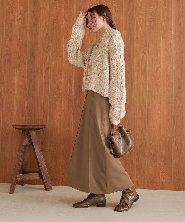 mohair touch cable zip knit