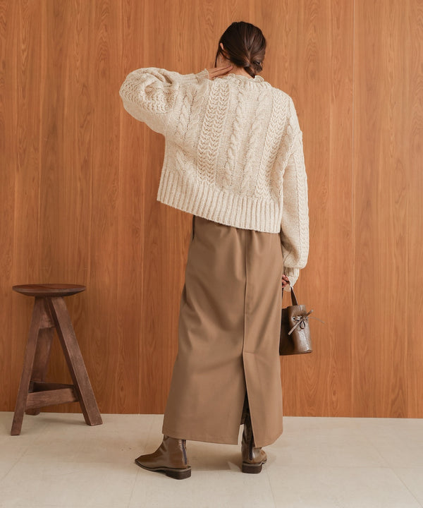 mohair touch cable zip knit