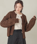 mohair touch cable zip knit