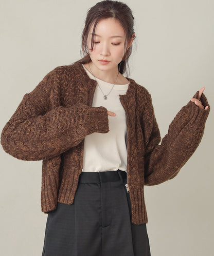 ［KNIT20％OFF］mohair touch cable zip knit