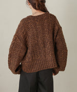 mohair touch cable zip knit