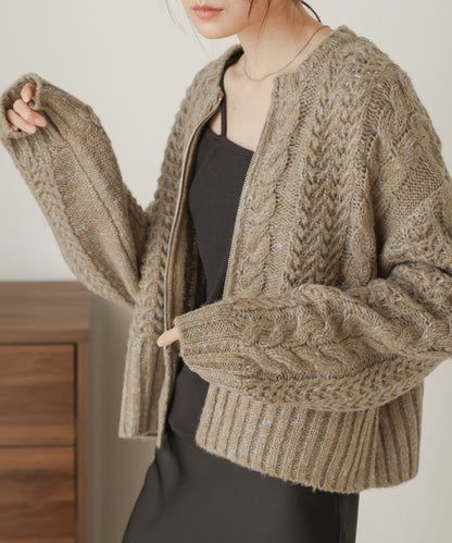 ［KNIT20％OFF］mohair touch cable zip knit