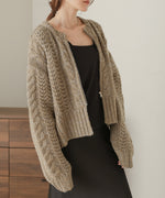 mohair touch cable zip knit