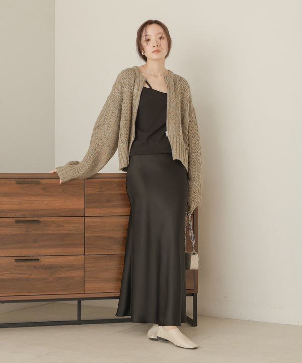 mohair touch cable zip knit