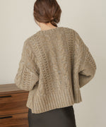 mohair touch cable zip knit