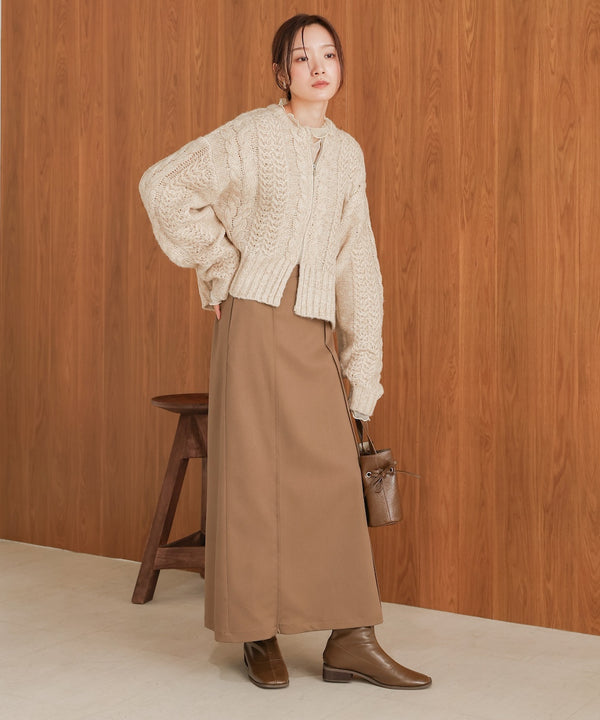 mohair touch cable zip knit