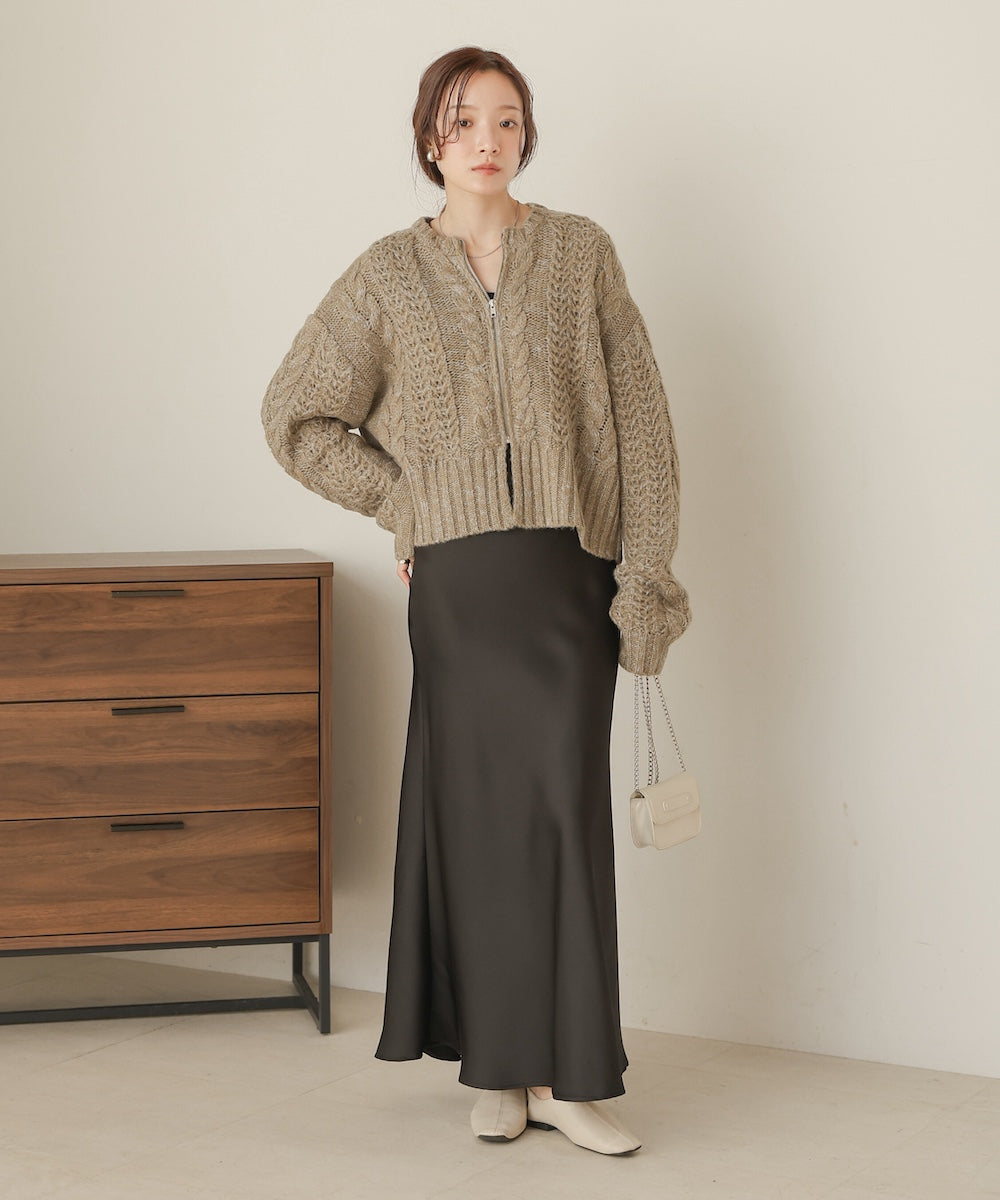 ［KNIT20％OFF］mohair touch cable zip knit