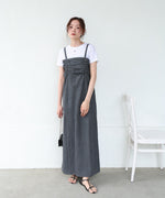 【S・Mサイズ展開】デニムギャザーキャミワンピース