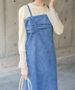 【S・Mサイズ展開】デニムギャザーキャミワンピース