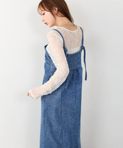 デニムギャザーキャミワンピース