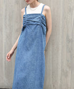 【S・Mサイズ展開】デニムギャザーキャミワンピース