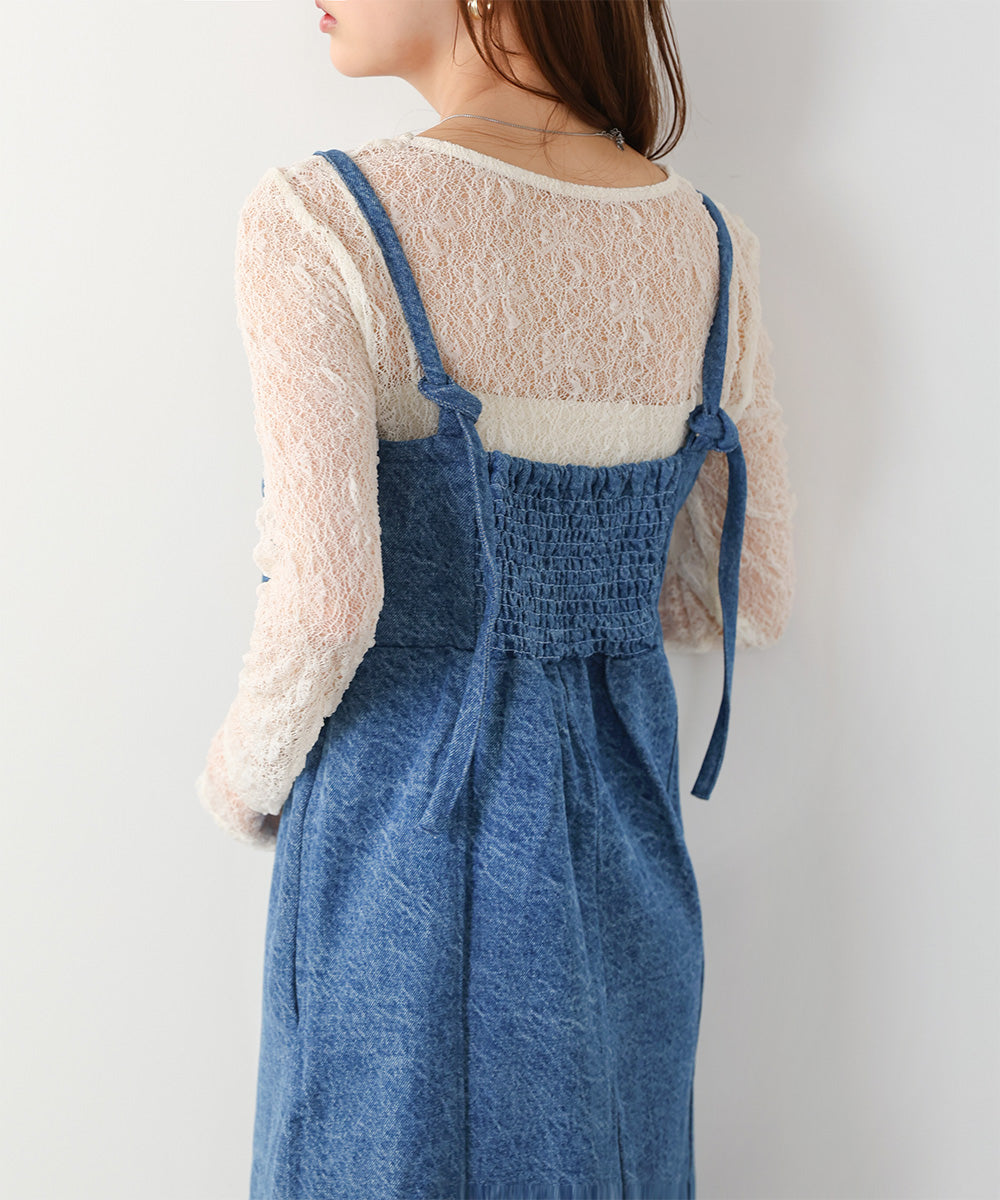 デニムギャザーキャミワンピース