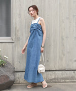 【S・Mサイズ展開】デニムギャザーキャミワンピース