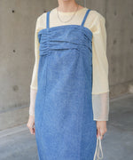 【S・Mサイズ展開】デニムギャザーキャミワンピース