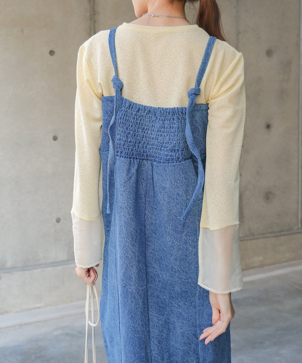 【S・Mサイズ展開】デニムギャザーキャミワンピース