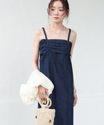 【S・Mサイズ展開】デニムギャザーキャミワンピース