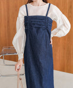 【S・Mサイズ展開】デニムギャザーキャミワンピース