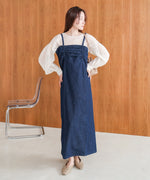 【S・Mサイズ展開】デニムギャザーキャミワンピース