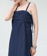 【S・Mサイズ展開】デニムギャザーキャミワンピース