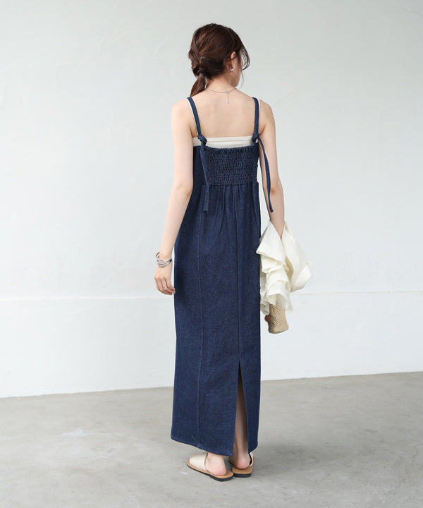 【S・Mサイズ展開】デニムギャザーキャミワンピース