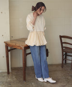 裾バルーンペプラムトップス