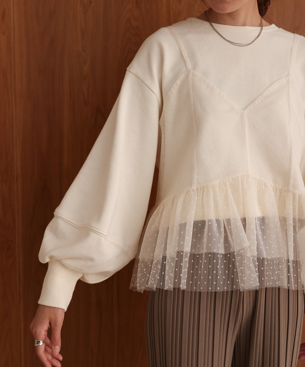 チュールキャミセット裏毛トップス