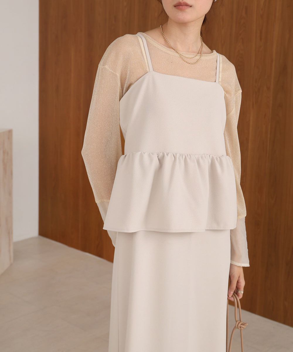 【S・Mサイズ展開】イージージョーゼットペプラムキャミワンピース