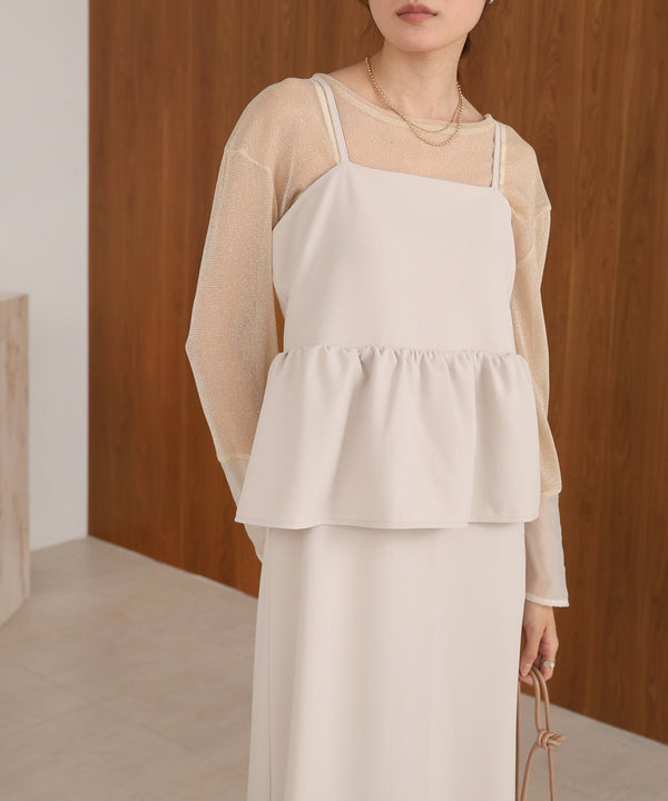 【S・Mサイズ展開】イージージョーゼットペプラムキャミワンピース