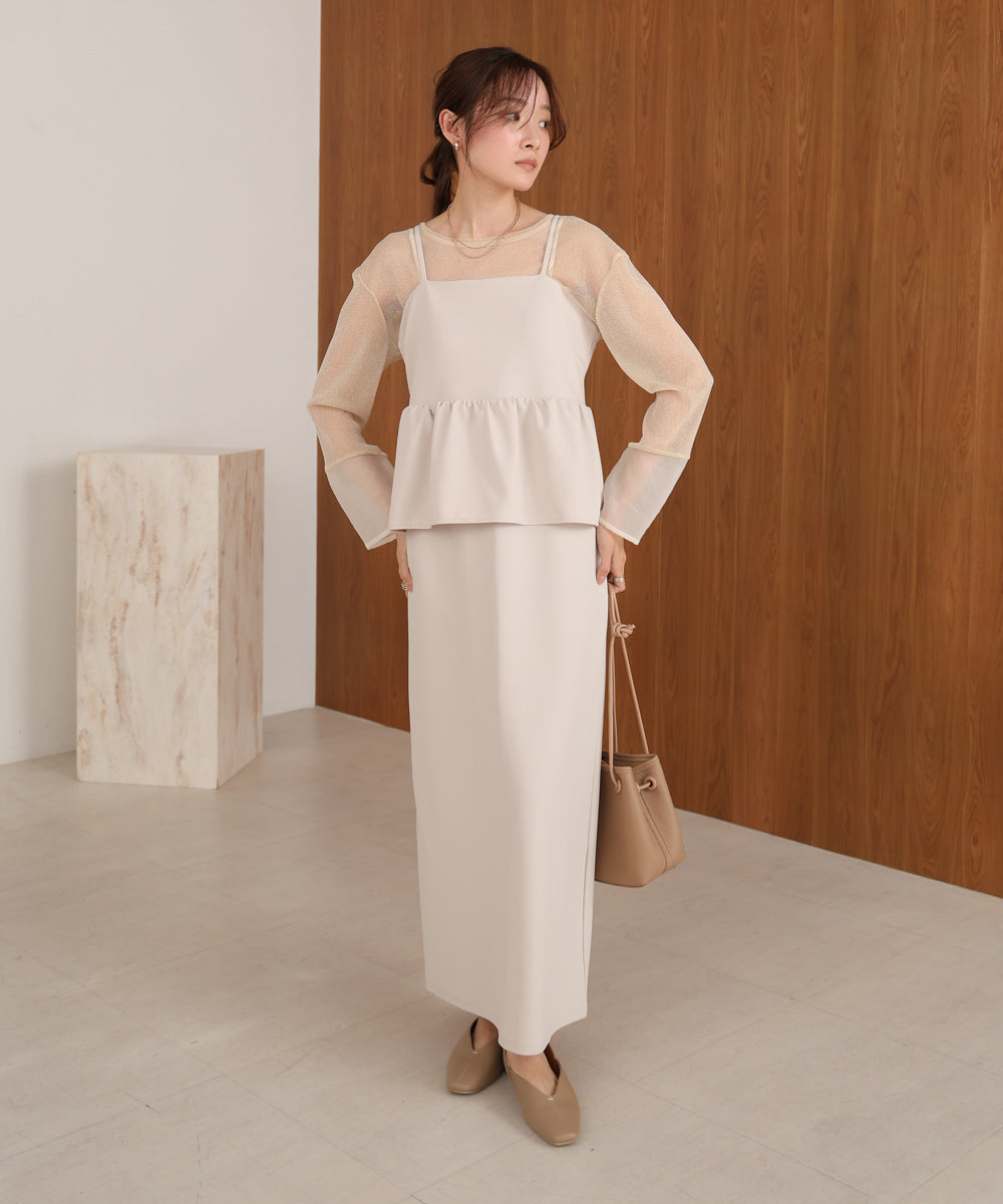 【S・Mサイズ展開】イージージョーゼットペプラムキャミワンピース