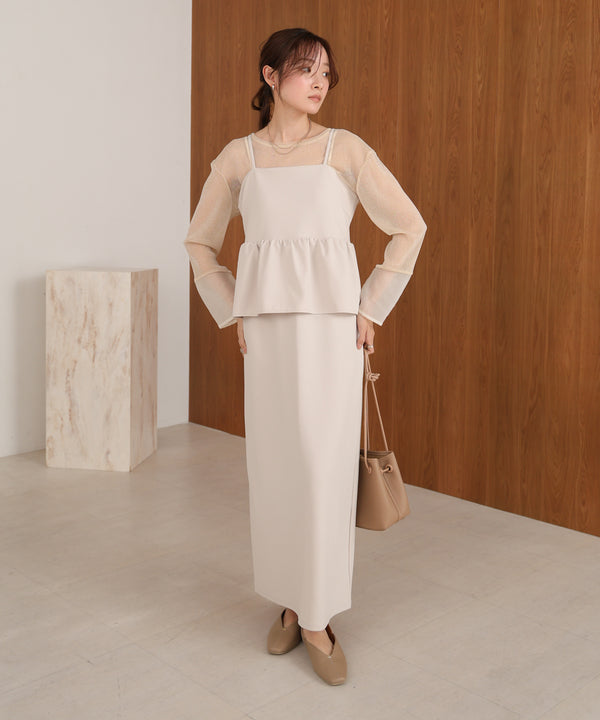 【S・Mサイズ展開】イージージョーゼットペプラムキャミワンピース