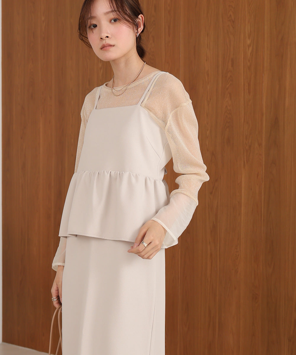 【S・Mサイズ展開】イージージョーゼットペプラムキャミワンピース