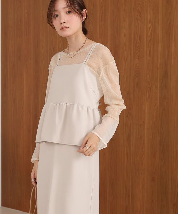 【S・Mサイズ展開】イージージョーゼットペプラムキャミワンピース