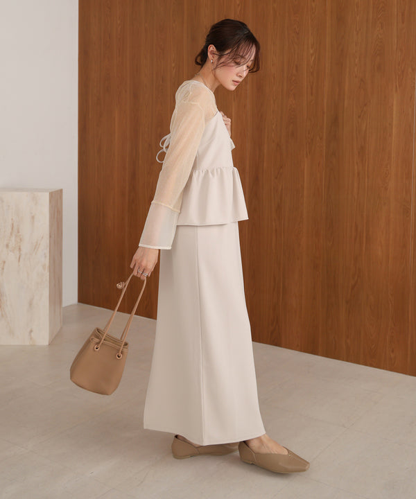 【S・Mサイズ展開】イージージョーゼットペプラムキャミワンピース