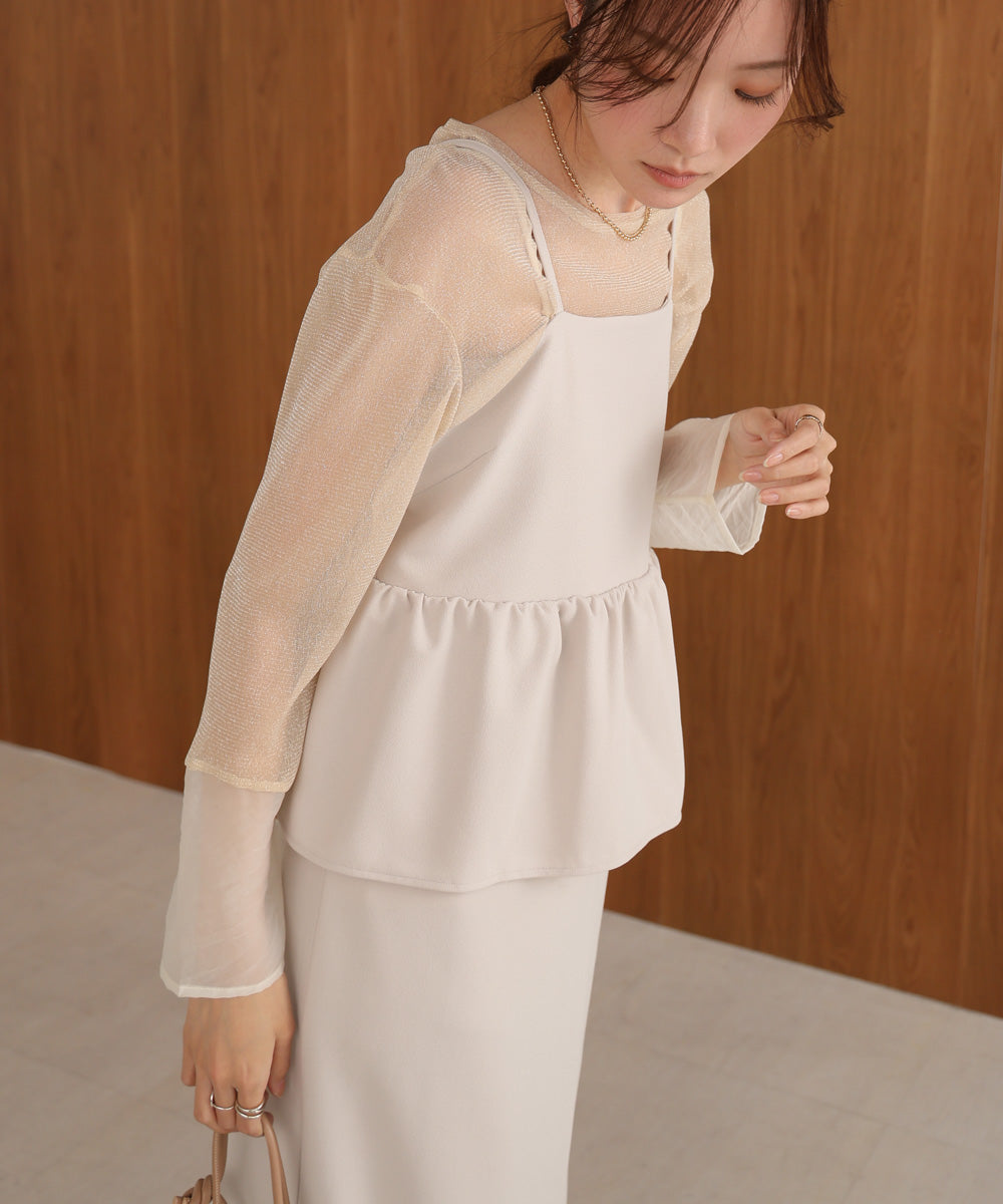 【S・Mサイズ展開】イージージョーゼットペプラムキャミワンピース