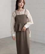 【S・Mサイズ展開】イージージョーゼットペプラムキャミワンピース