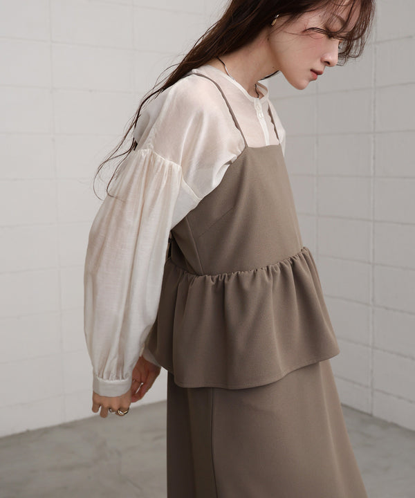 【S・Mサイズ展開】イージージョーゼットペプラムキャミワンピース