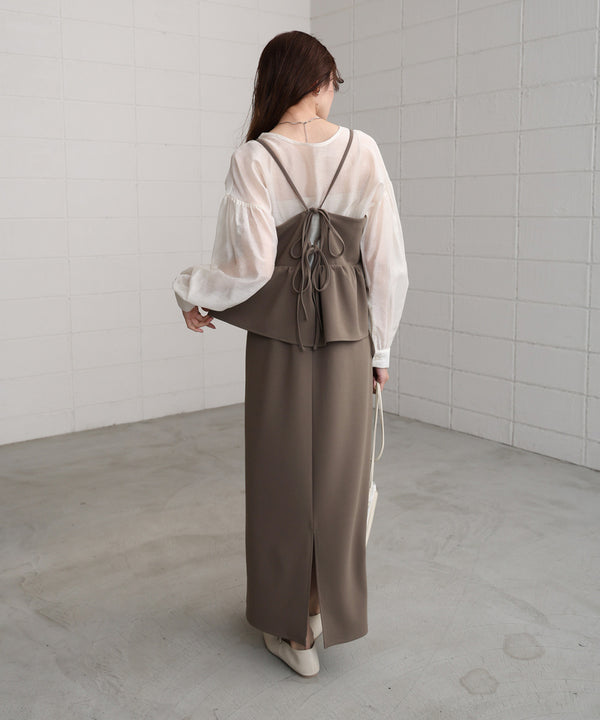 【S・Mサイズ展開】イージージョーゼットペプラムキャミワンピース