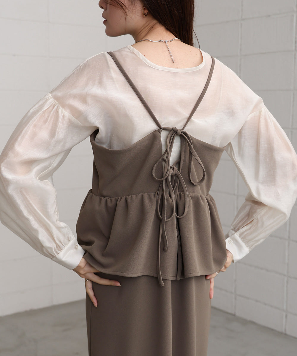 【S・Mサイズ展開】イージージョーゼットペプラムキャミワンピース