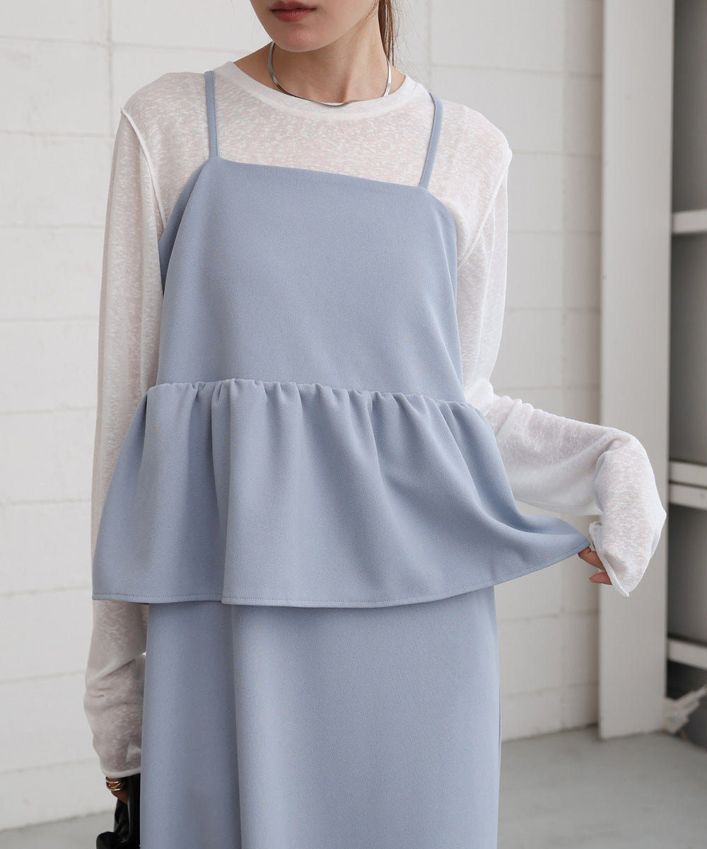 【S・Mサイズ展開】イージージョーゼットペプラムキャミワンピース