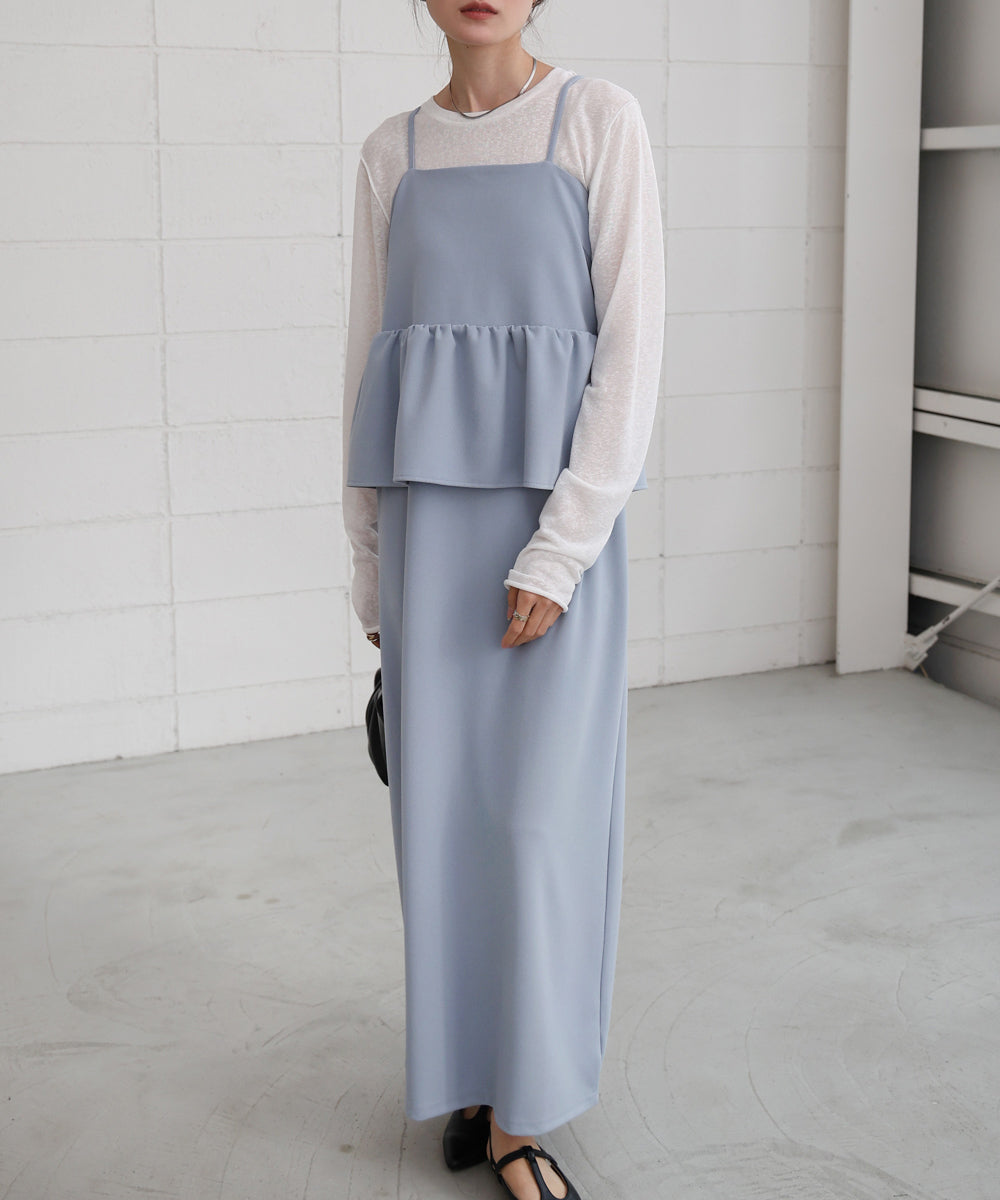 【S・Mサイズ展開】イージージョーゼットペプラムキャミワンピース