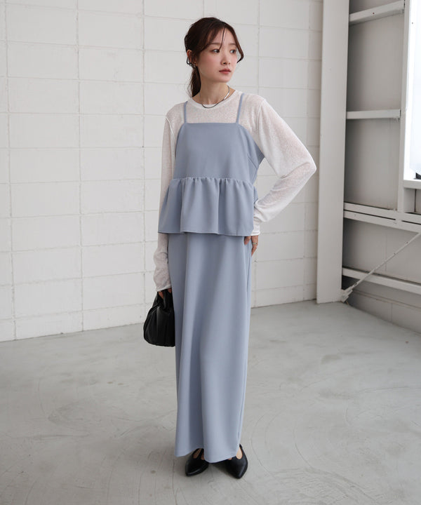 【S・Mサイズ展開】イージージョーゼットペプラムキャミワンピース