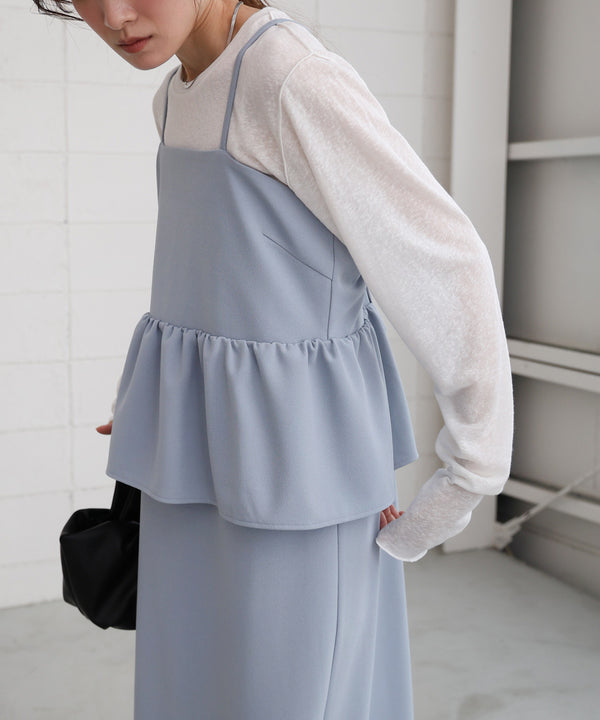 【S・Mサイズ展開】イージージョーゼットペプラムキャミワンピース