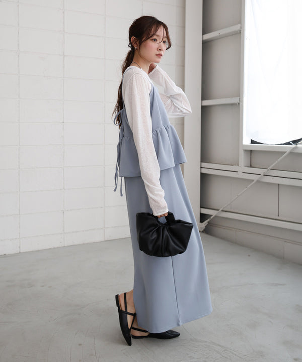 【S・Mサイズ展開】イージージョーゼットペプラムキャミワンピース