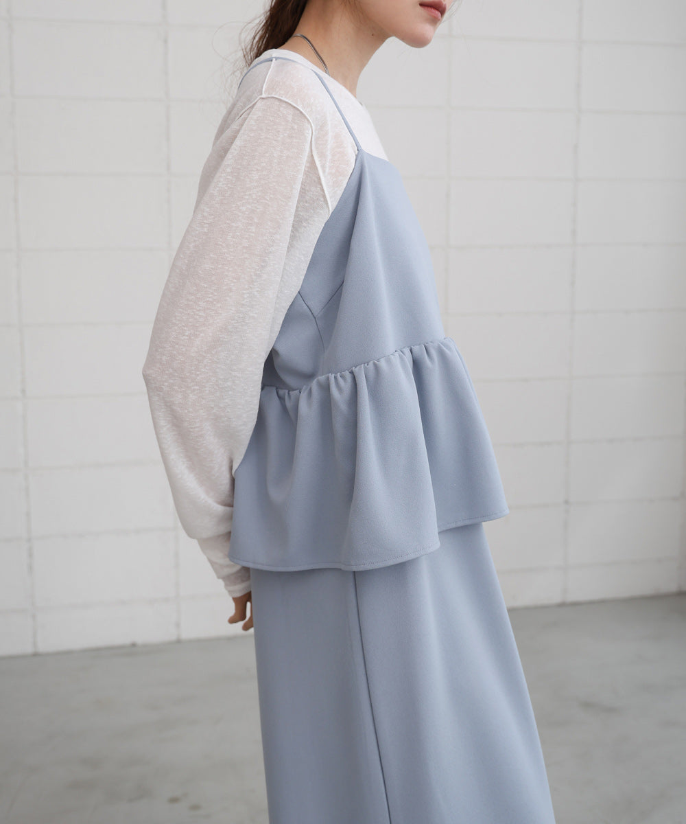 【S・Mサイズ展開】イージージョーゼットペプラムキャミワンピース