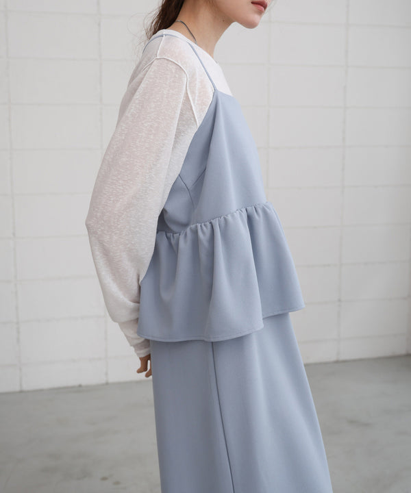 【S・Mサイズ展開】イージージョーゼットペプラムキャミワンピース